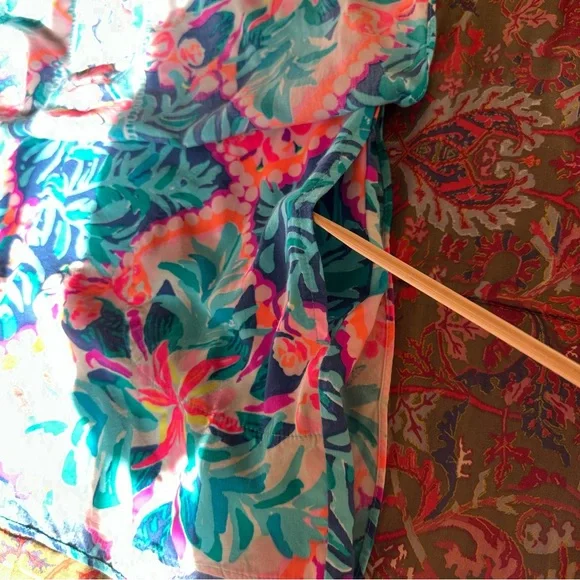 Lilly Pulitzer Sleeveless Pink and Blue Floral Romper - Picture 12 of 14